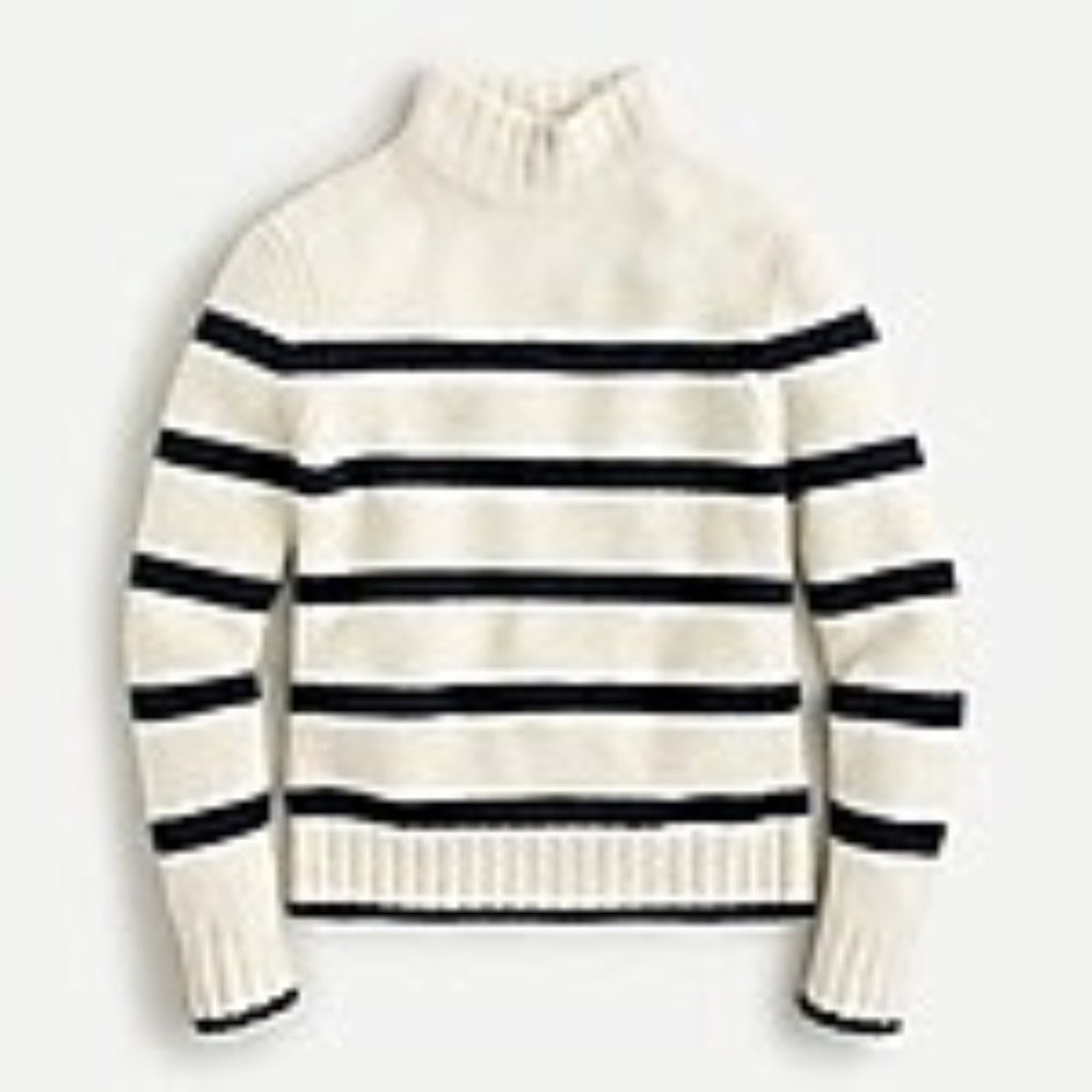 J.CREW MOCKNECK SWEATER IN STRIPED SUPERSOFT YARN - NWT